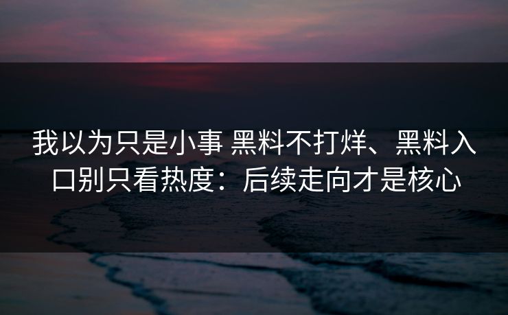 我以为只是小事 黑料不打烊、黑料入口别只看热度：后续走向才是核心