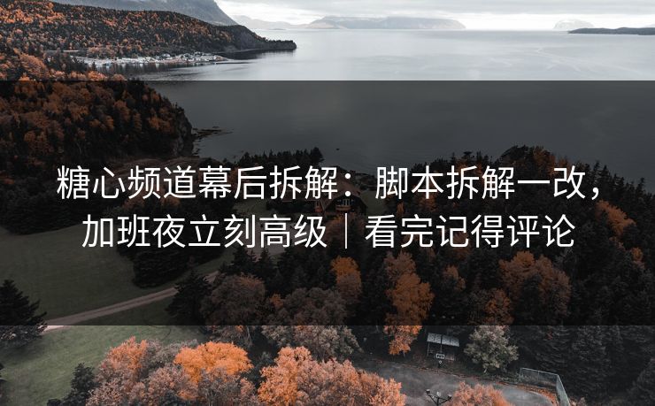 糖心频道幕后拆解：脚本拆解一改，加班夜立刻高级｜看完记得评论